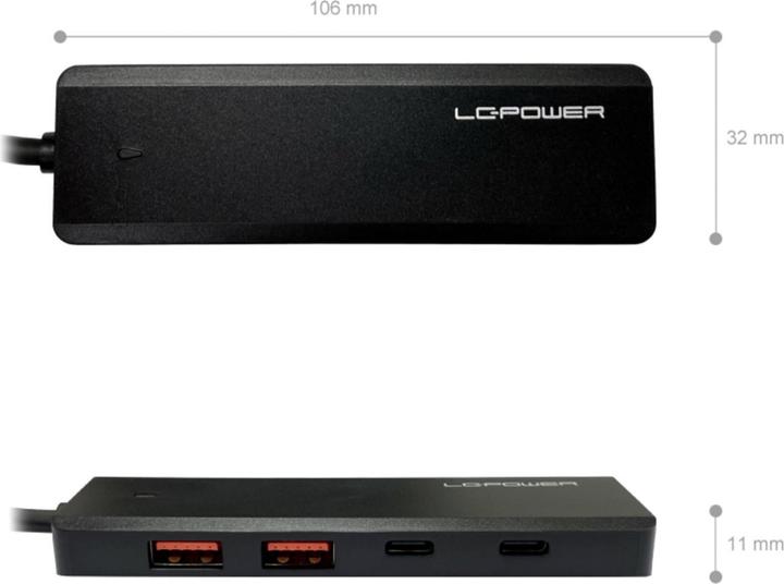 Image du produit LC-Power LC-HUB-U3-4-C 2xUSBA 1XUSB-C Noir détail (USB-C, 4 Ports)