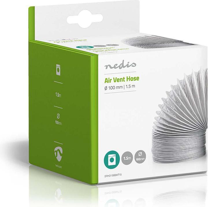 Image du produit Nedis Tuyau d'évacuation d'air PVC | 100 mm | 1,50 m | Convient pour : Ventilation d'air / Sèche-linge |