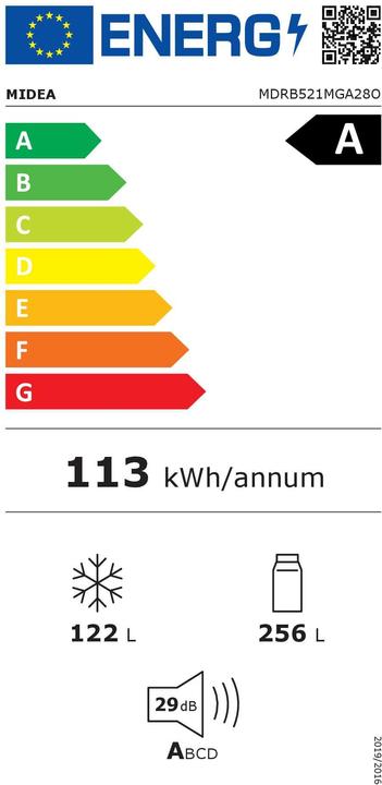 Label énergétique Midea MDRB521MGA28 (378 l)
