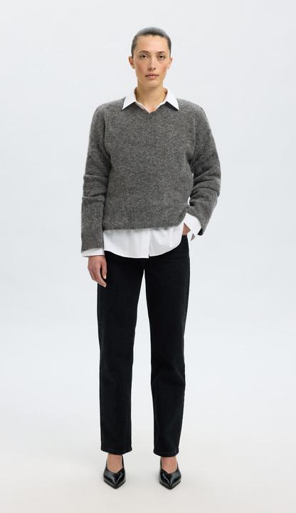 Actual product image Selected Femme Slfsia Ras Ls Knit Long V-Neck Noos (S)