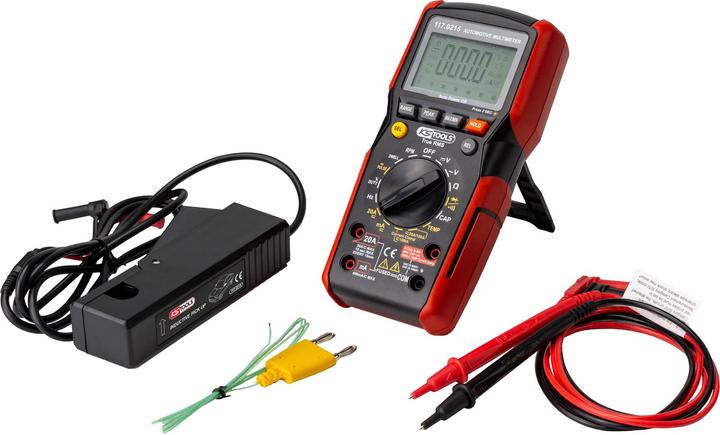 KS Tools Digital Multimeter inkl. Prüfspitzen mit integriertem Schlagschutz (CAT IV 600V, CAT III 1000V)