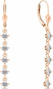Brilio Silver - Rose Gold Plated Dangle Earrings with Clear Zircons EA1008R