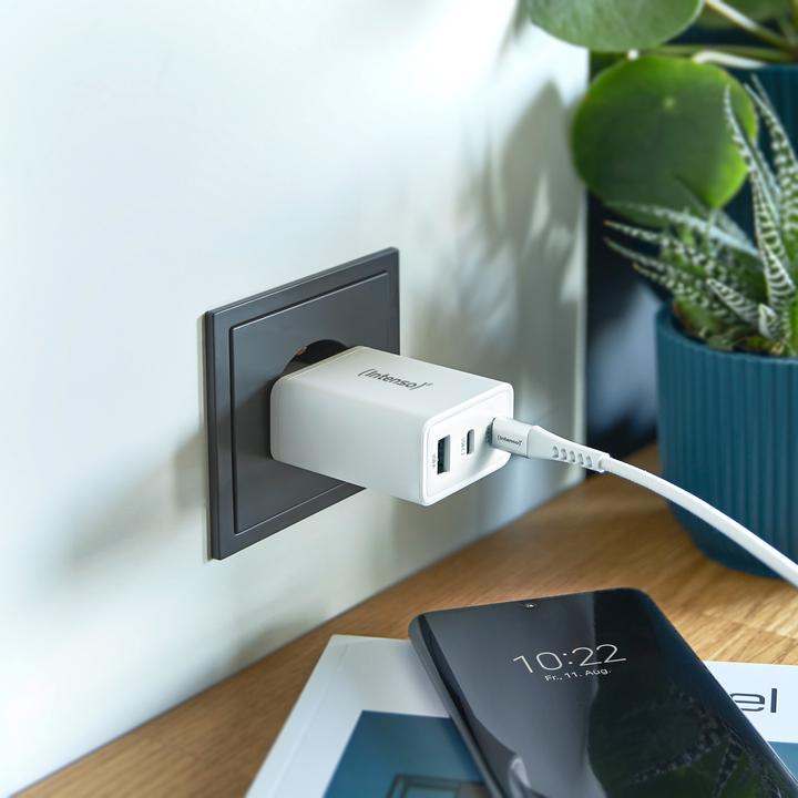 Produktbild Intenso 1x USB-A auf 2x USB-C GAN Adapter weiss (65 W)