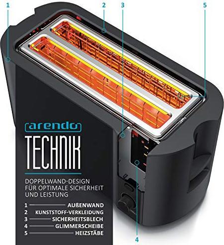 Image du produit Arendo Grille-pain en acier inoxydable à fente longue 4 tranches