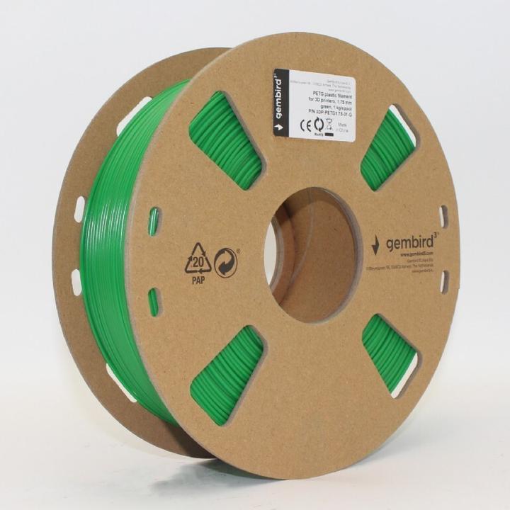 Actual product image Gembird 3 3D Printer PETG Plastic Filament 1.75 mm Black 3DP-PETG1.75-01-G (PETG, 1.75 mm, 1000 g, Green)