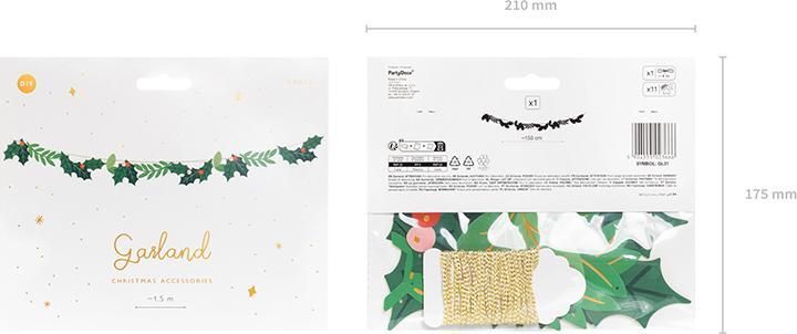 Productafbeelding Partydeco Maretak slinger, 1,5 m, groen (1 pkt / 1 st.)