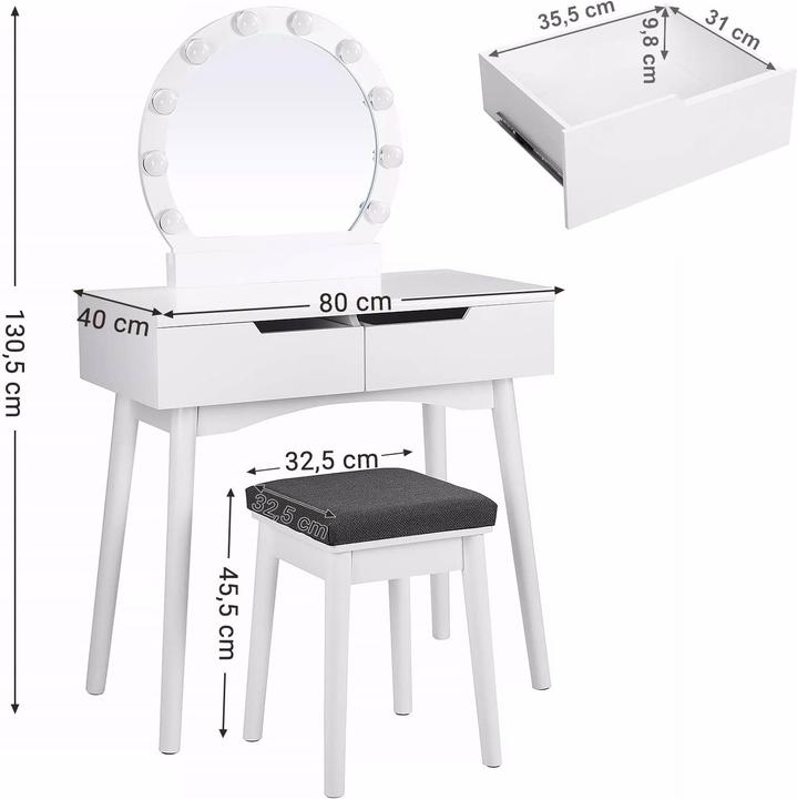 Actual product image Vasagle Dressing Table (80 x 40 x 128 cm)