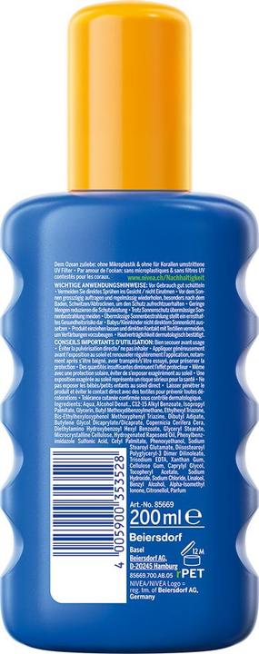 Actual product image NIVEA Protect & Moisture (Sun spray, SPF 50+, 200 ml, 237 g)