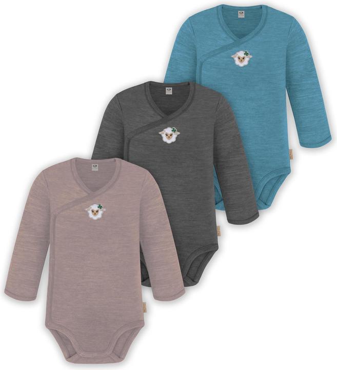 Produktbild Normani 3er Pack Baby Merino Langarm Wickelbody für Junge und Mädchen - 9355 (86)