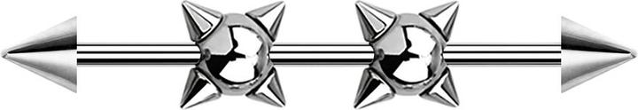 Star Piercing Barbell silber zwei Conekugeln mit zwei Cones (ohne Messing, Chirurgenstahl 316L)