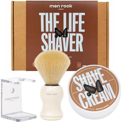 Actual product image Men Rock The Life Shaver Sandalwood Essential Shaving Kit, shaving cream 100ml, sahving brush, drip stand (Shaving brush)