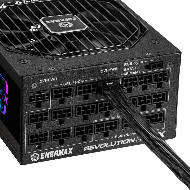 Actual product image Enermax Revolution D.F. X ARGB ATX3.0 PCI-e 5.0 Compact PC Power Supply 1650W 80Plus Gold Full Module 2x (1650 W)