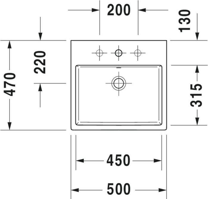 Produktbild Duravit Waschtisch VERO AIR m ÜL HLB 500x470mm 1 Hahnloch weiss WG (470 mm, 500 mm)
