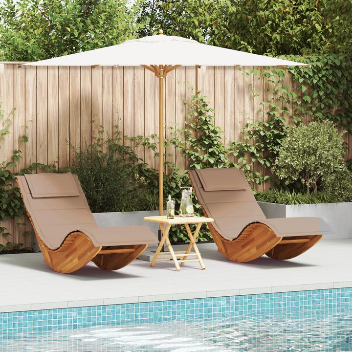 Produktbild VidaXL Sonnenliege Set aus 2 Taupe Massivholz Akazie Standard (3 cm)