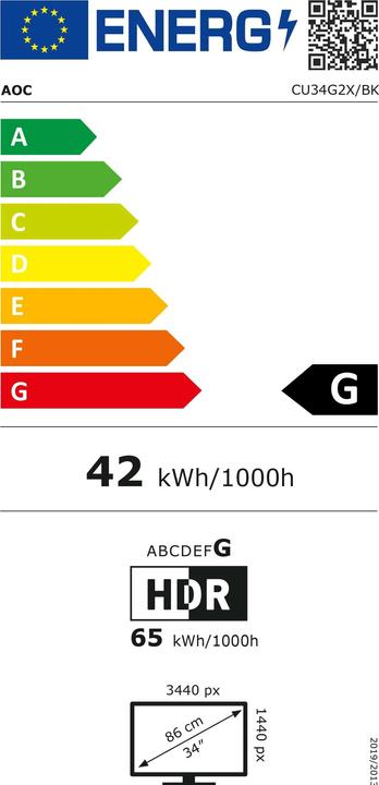 Energie-Label AOC CU34G2X/BK (3440 x 1440 Pixel, 34")