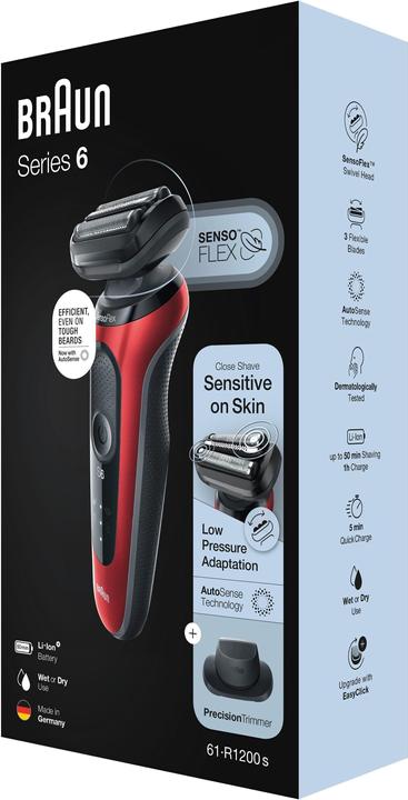 Produktbild Oral-B Braun Series 6 61-R1200s Folienschaber Trimmer Schwarz, Rot