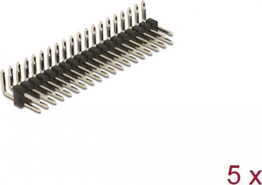 Image du produit Delock Connecteur mâle 20 broches, pas de 2,54 mm, 2 rangées, coudé, 5 pièces