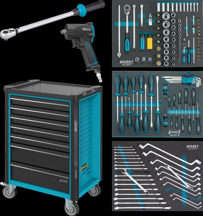 Produktbild HAZET Werkstattwagen Assistent 179N-7/137 ∙ Schubladen, flach: 5 x 81 x 522 x 398 mm ∙ Schubladen, … (137 x)