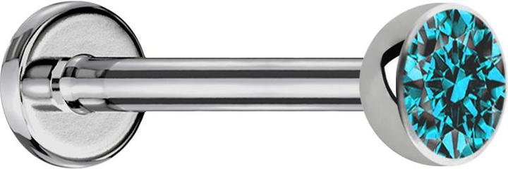 Produktbild Star Piercing Micro Threadless Labret silber Halbkugel mit Kristall aqua (ohne Messing, Titan G23)