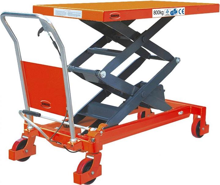 Produktbild Schefer - mobiler Hubtisch SHWD Premium Doppelschere, Hublast 350 kg, Tischhöhe max. 1300 mm, Tischl