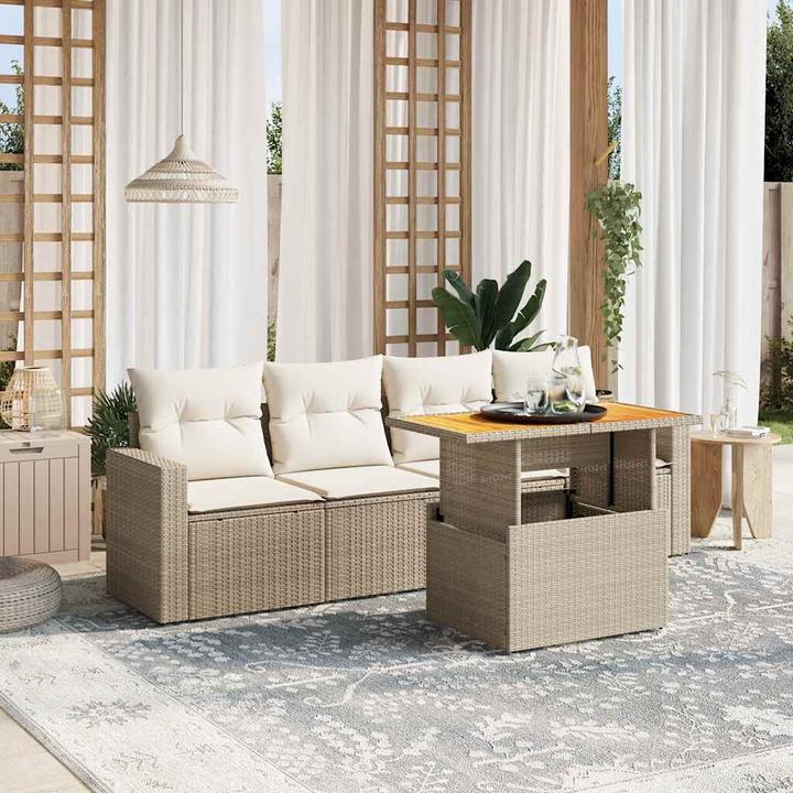 Produktbild VidaXL Gartenmöbel Sofa Garnitur Gartengarnitur Garten Sitzgruppe 5-tlg. Beige