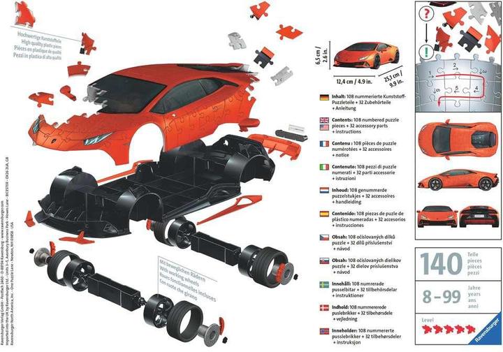 Produktbild Ravensburger Lamborghini Huracán EVO - Arancio (108 Teile)