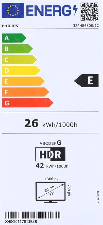 Energie-Label Philips 32PHS6808/12 (32", PHS6808, LED, HD, 2023)