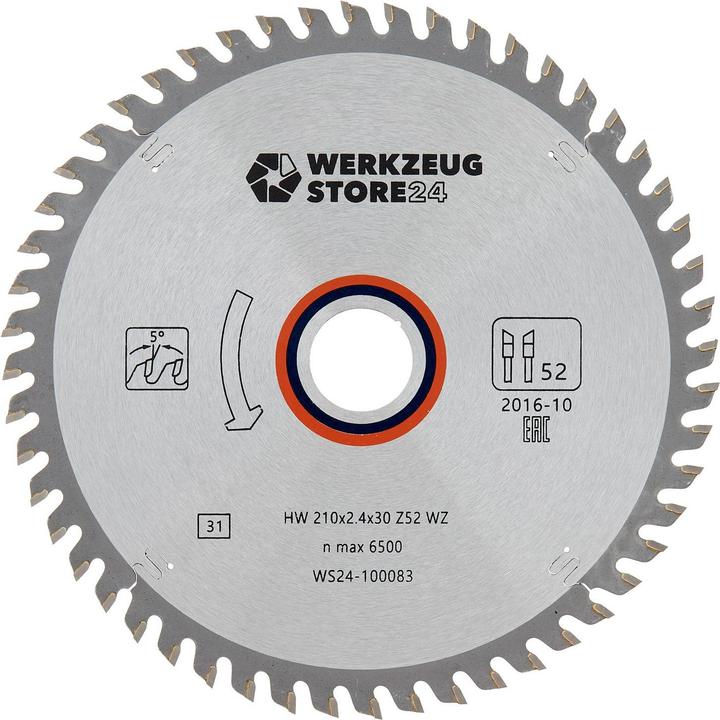 Produktbild Werkzeugstore24 HM Kreissägeblatt Holz 210 x 2,4 x 30 WZ 52