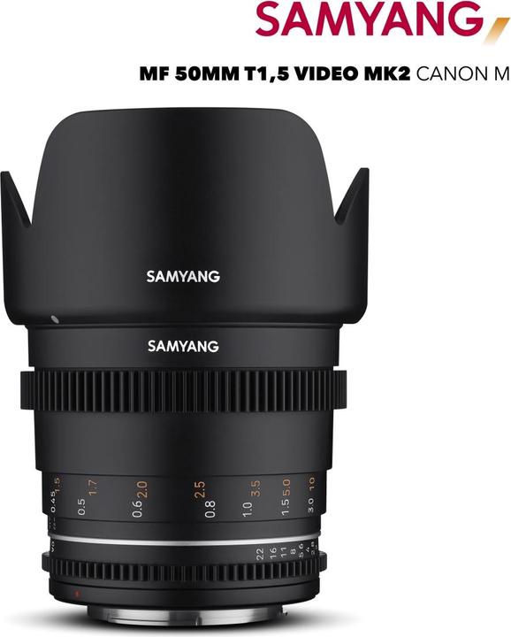 Actual product image Samyang VDSLR 50 mm T1.5 MK2 Canon M (Canon EF-M, Micro Four Thirds, APS-C / DX, full size)