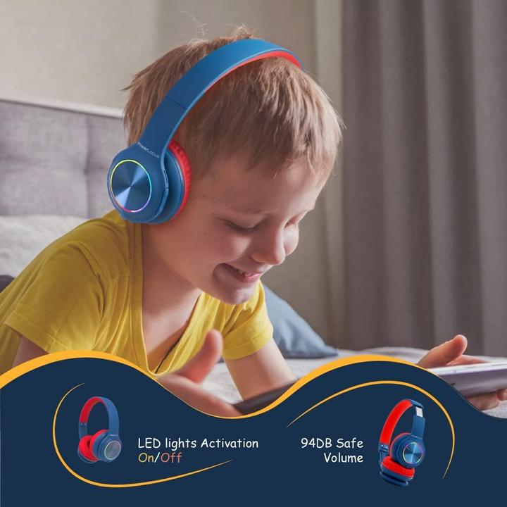 Produktbild PowerLocus PLED Bluetooth-Kinderkopfhörer blau/rot