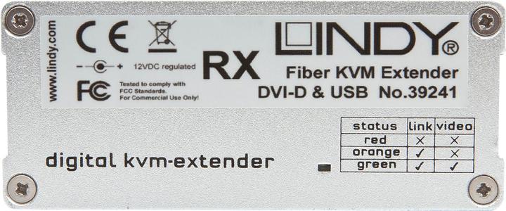 Produktbild Lindy KVM Extender DVI USB 2.0-RX(Basismodell DVI Fiber). LWL Duplex LC Receiver (ohne Optionen)