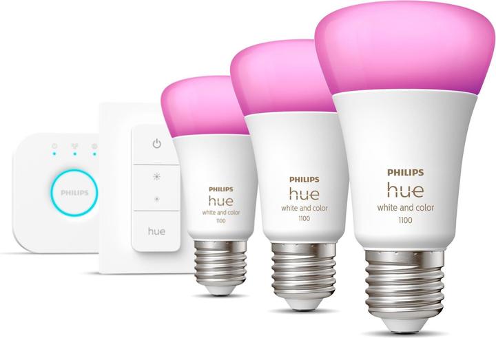 Philips Hue Kit de démarrage White & Color Ambiance BT (E27, 9 W, 1100 lm, 3 x, F)