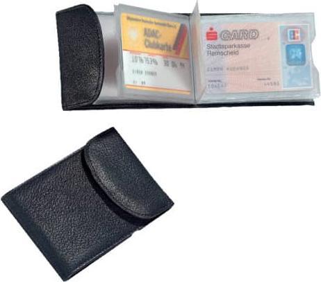 Immagine prodotto Astuccio per carte di credito e biglietti da visita, in pelle, nero con chiusura a pressione, per