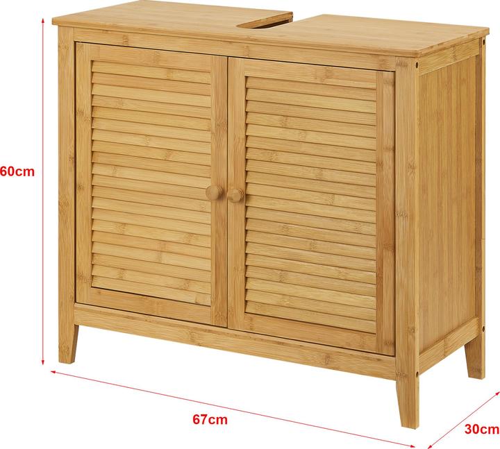 Produktbild En.Casa Bambus Waschbeckenunterschrank Värmdö 60x67x30cm (60 x 67 x 30 cm)