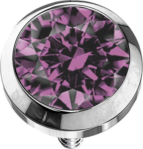 Star Piercing Dermal Anchor silber mit Kristall hellviolett (Titan G23, ohne Messing)