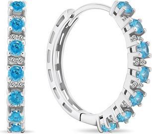 Brilio Silver - Sparkling round earrings with zircons EA472WAQ