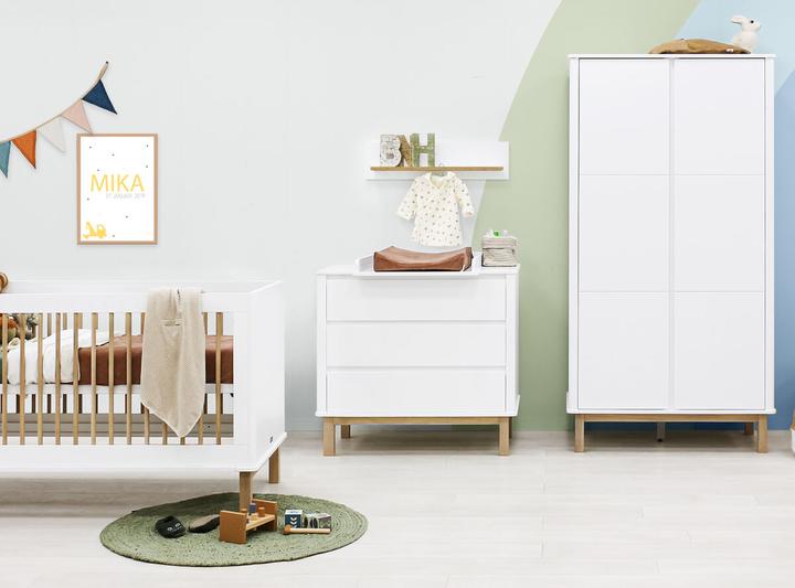 Produktbild Bopita Gitterbett 70x140 umbaubar Mika Weiss/Eiche (70 x 140 cm)
