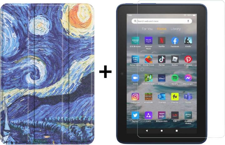 Produktbild Lobwerk 2in1 Set für Amazon Kindle Fire 7 12. Generation 2022 7 Zoll Tablet mit Smartcover + Schutzglas mit (X)