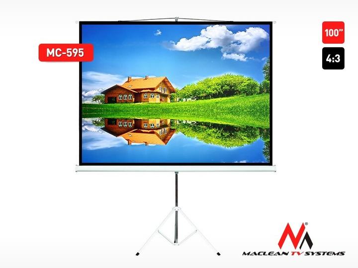 Produktbild Maclean MC-595 - Projektionsbildschirm mit Stativ - 254 cm (100") (100", 16:9, 4:3)