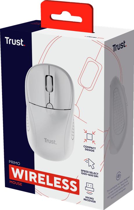 Produktbild Trust Primo Wireless Mouse Matt White (Kabellos)
