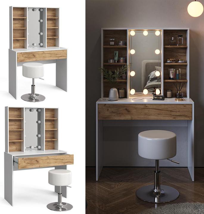 Produktbild Vicco Alexa mit Hocker und Beleuchtung (93 x 40 x 147 cm)