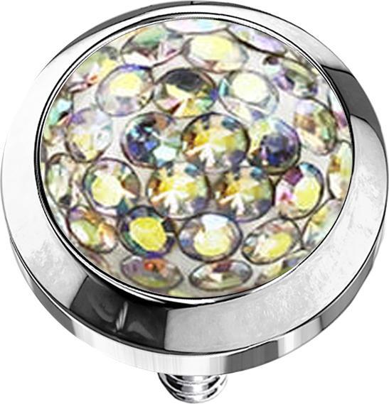 Star Piercing Dermal Anchor Kristall Kuppel multicolor Epoxy Schutzschicht (ohne Messing, Chirurgenstahl 316L)