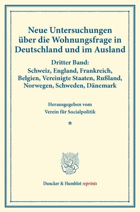 Produktbild Neue Untersuchungen über die Wohnungsfrage in Deutschland und im Ausland. (Verein für Socialpolitik, 2014)