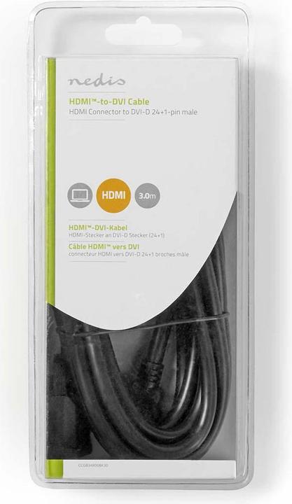 Immagine prodotto Nedis Cavo connettore HDMI-DVI HDMI I - connettore DVI-D 24+1 P (3 m, HDMI)