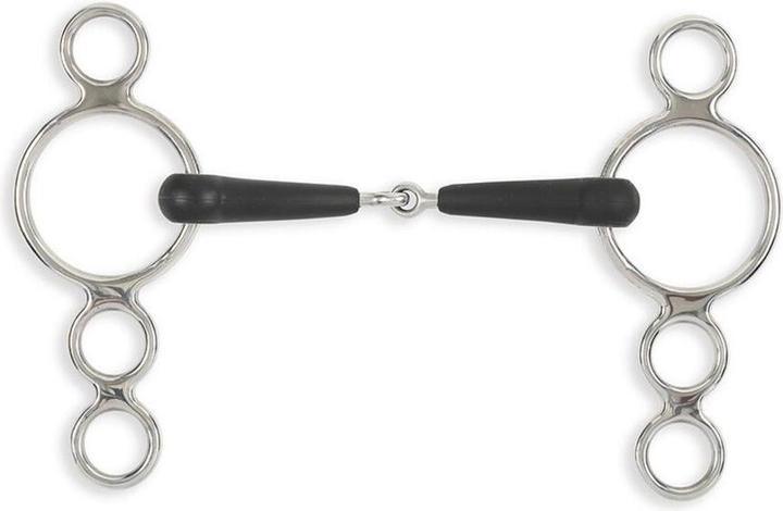 Actual product image Equirubber Equikind+ Single-broken 3-ring snaffle