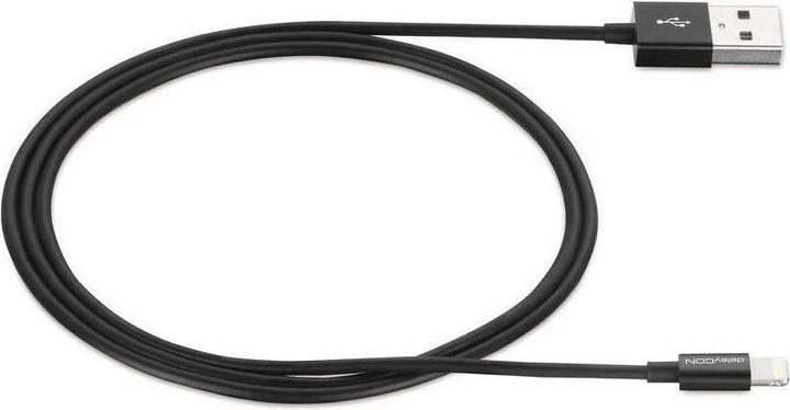 Produktbild deleyCON Lightning-USB Kabel 2m, schwarz (2 m, USB 2.0)