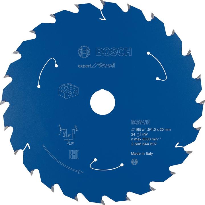 Bosch Professional Zubehör Akku-Kreissägeblatt Expert for Wood, 165 x 1,5/1 x 20, 24 Zähne