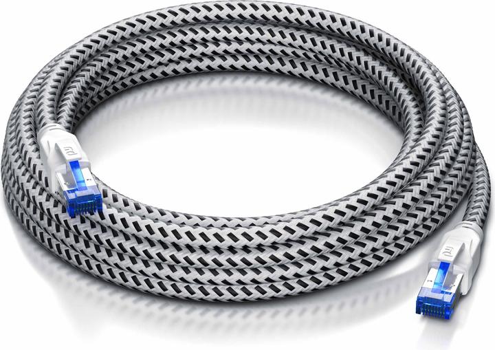 Produktbild Primewire CAT 8 Netzwerkkabel 40 Gbits - Baumwollmantel - LAN Kabel Patchkabel RJ45 - S/FTP PIMF Schirmung (S/FTP, CAT8.1, 15 m)