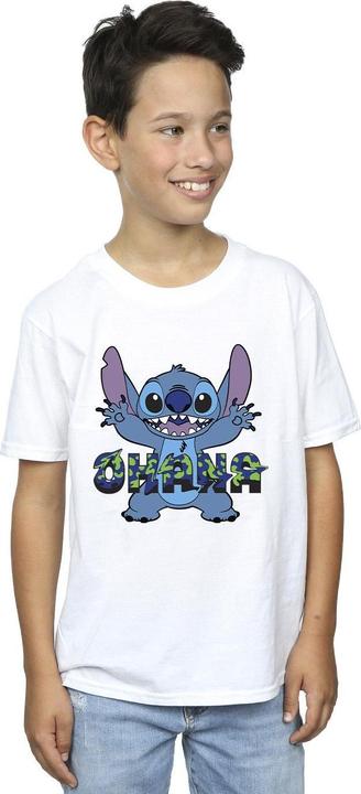 Immagine prodotto Disney Lilo And Stitch Ohana Blue Glitch Maglietta Ragazzi (128)