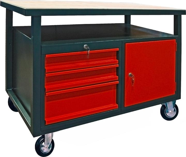 Dema Mobile Werkbank fahrbar rot 1200 x 600mm (60 cm, 120 cm)
